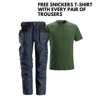 Snickers 6224 AllroundWork Canvas+ Stretch Work Trousers+ Hoslter Pockets, Navy