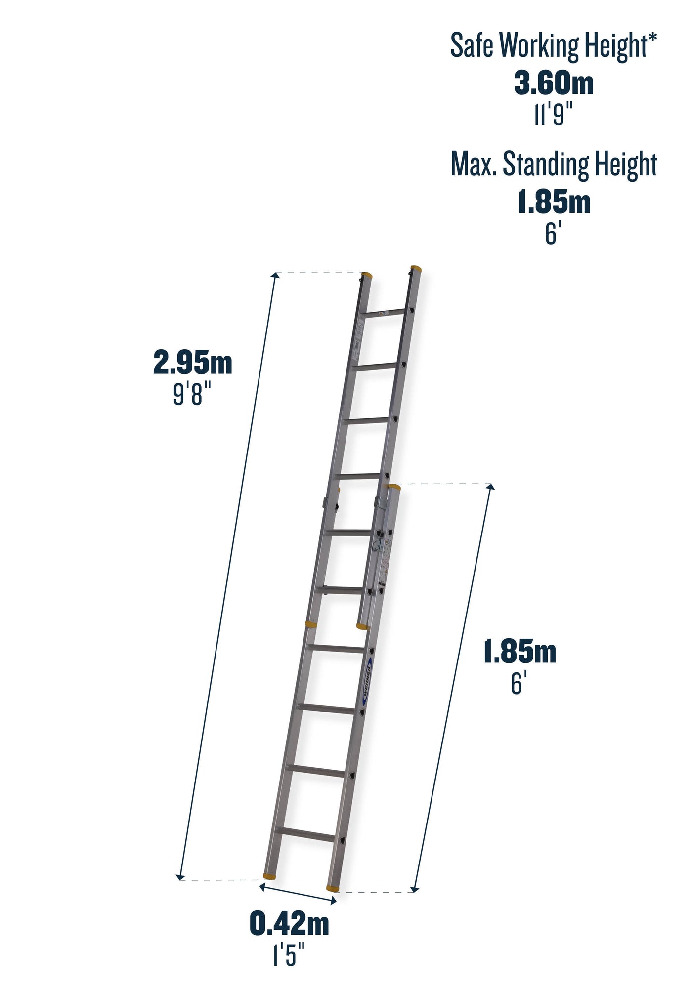 Werner 7221818 D Rung Extension Ladder 1.85M Double