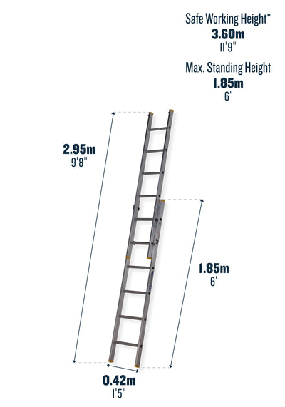 Werner 7221818 D Rung Extension Ladder 1.85M Double