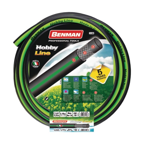 Benman 74988 Garden Hose Hobby Line 1/2" x 15M (Green Stripes)