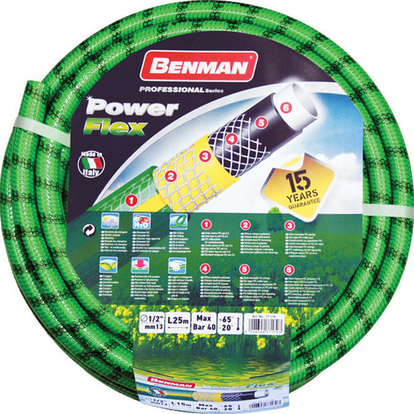 Benman 77171 Garden Hose Powerflex 1/2" x 25M (Green)