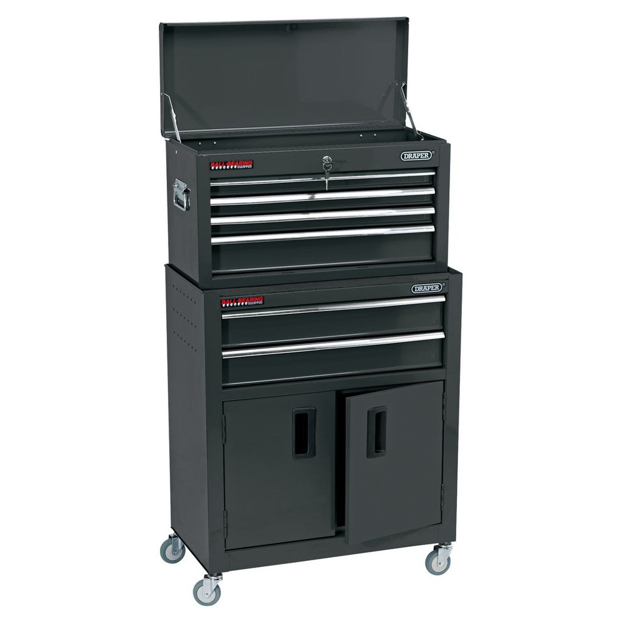 Draper 19572 Combined Roller Cabinet and Tool Chest, 6 Drawer, 24", Black