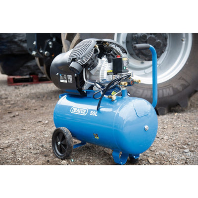 Draper 29355 50L Direct Drive V-Twin Air Compressor, 2.2kW/3hp