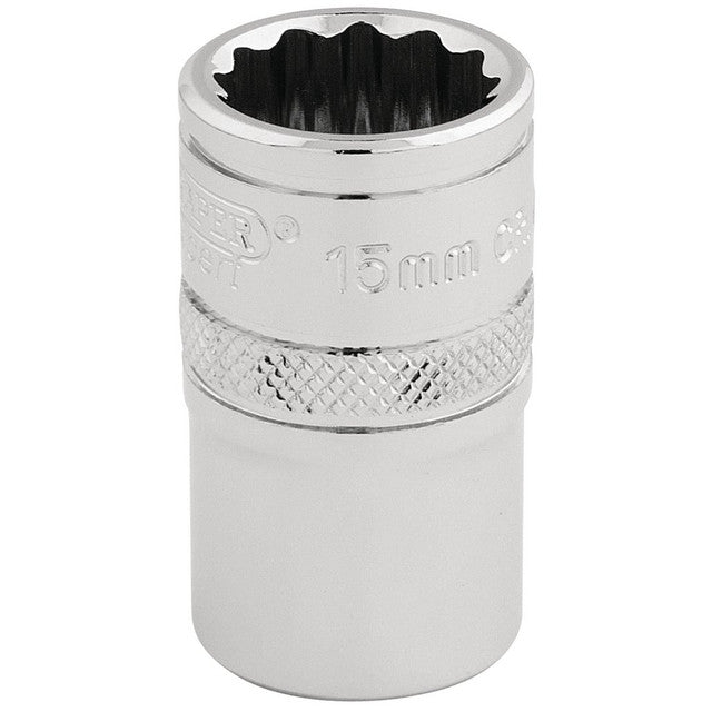 Draper 33136 HI-TORQ 12 Point Socket, 1/2" Sq. Dr., 15mm