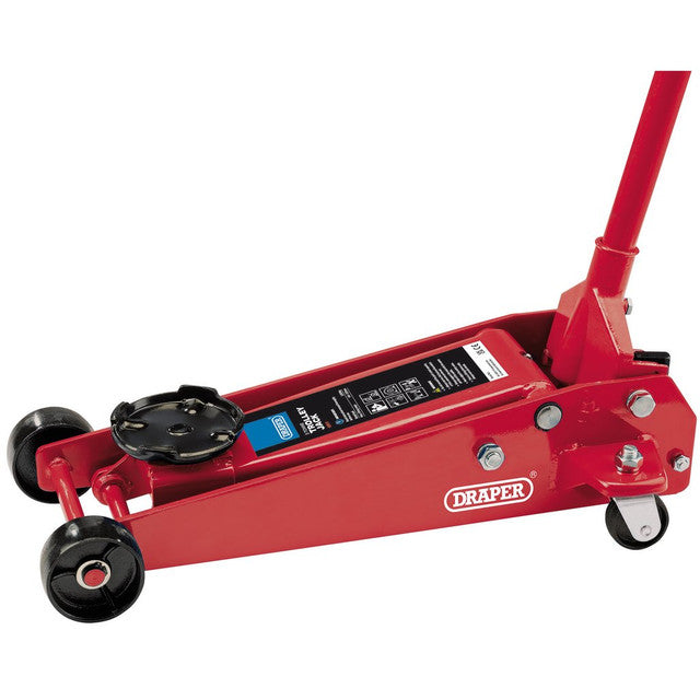 Draper 60977 Heavy Duty Garage Trolley Jack, 3 Tonne, Red