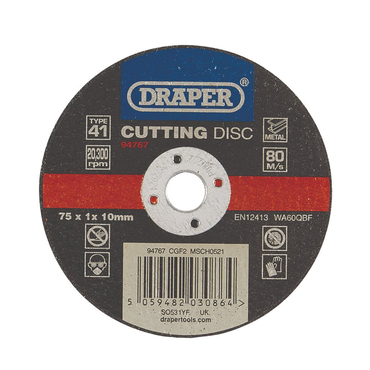 Draper 94767 Metal Cutting Disc, 75 x 1 x 10mm