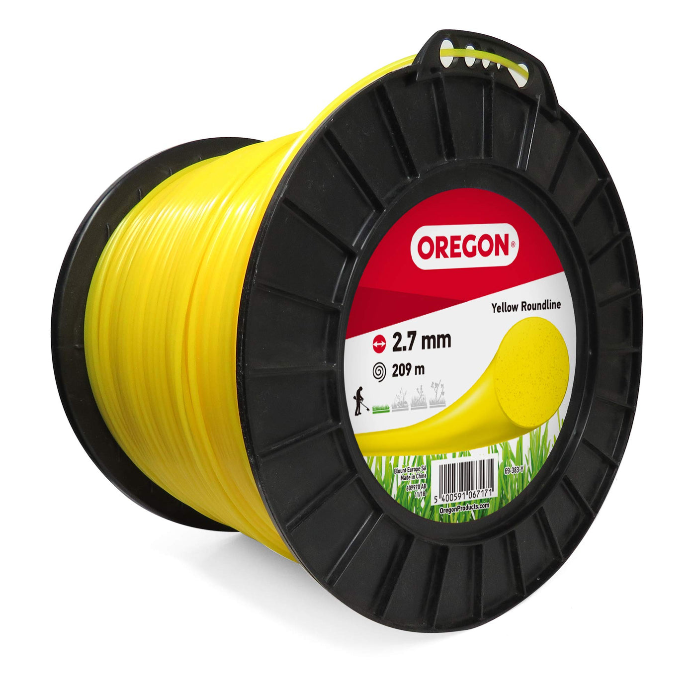 Oregon 69-383-Y Trimmer Line Yellow Round 2.7mm x 209m