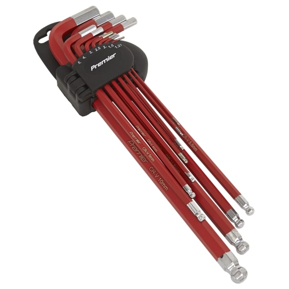 Sealey AK7164 11pc Anti-Slip Extra-Long Ball-End Hex Key Set