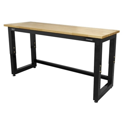 Sealey APMS22 1830mm Heavy-Duty Steel Adjustable Workbench with Wooden Worktop