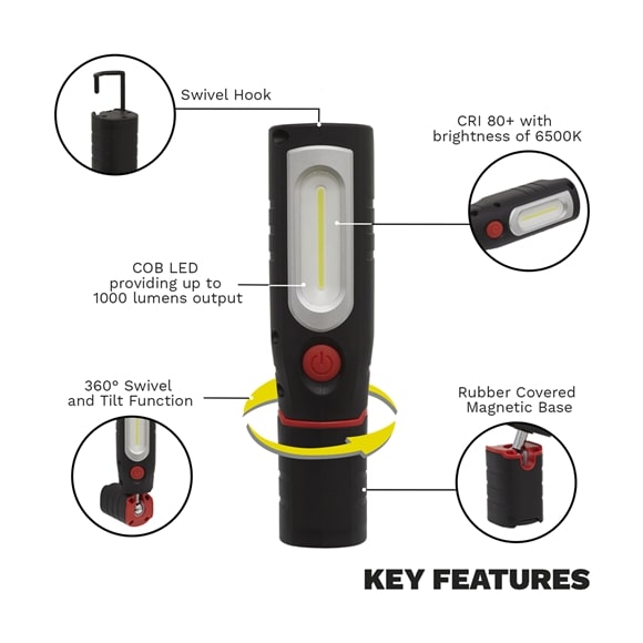 Sealey LED36012V 360? Inspection Light 8W COB LED 12V Li-ion - Body Only