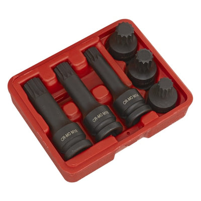 Sealey SX052 Impact Spline Socket Bit Set 6pc 1/2"Sq Drive