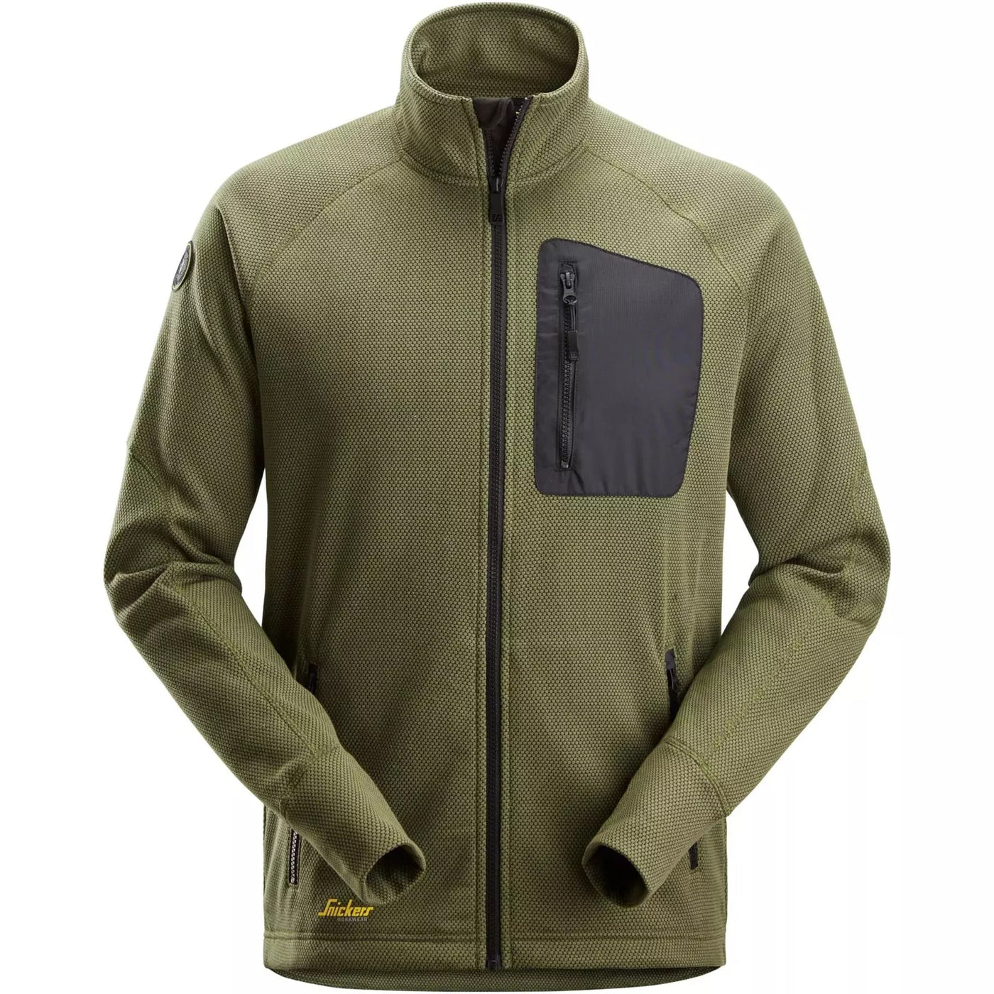 Snickers 8042 FlexiWork Fleece Jacket, Khaki Green/Black