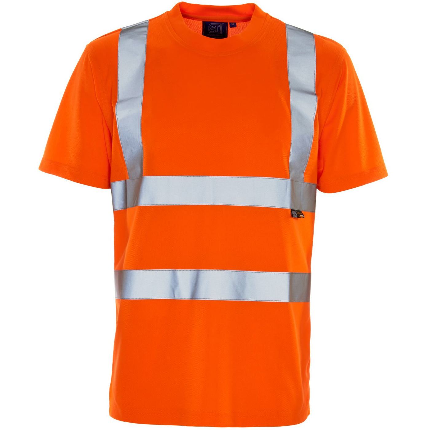 Supertouch Hi-Vis Two Tone Short Sleeve Bird Eye T-Shirt, Orange/ Navy