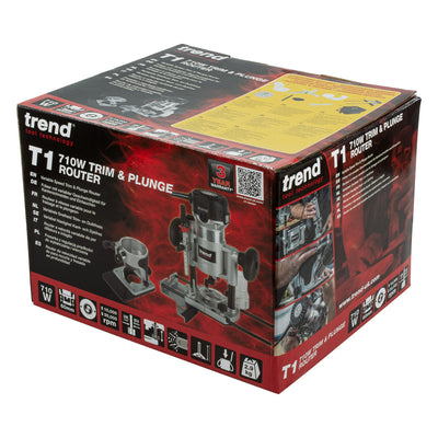 Trend T1EPS 710W 1/4" Dual-Base Trim & Plunge Router 240V