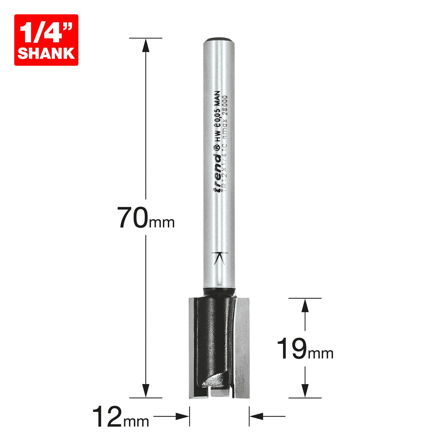 Trend Two Flute Cutter 12mm Diameter Long