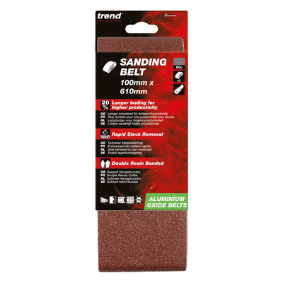 Trend Sanding Belt 100 x 610mm 3 Pack