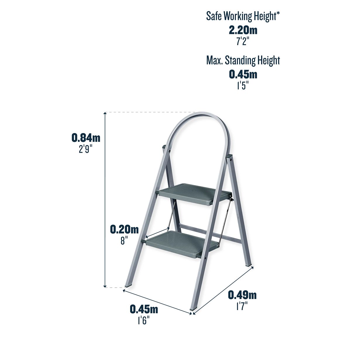 Werner 12752 Handy Step Stool 2 Step - Grey