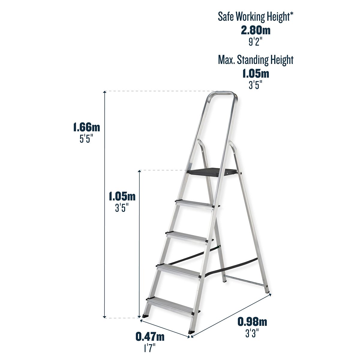 Werner 7400518 Stepladder 5 Tread High Handrail