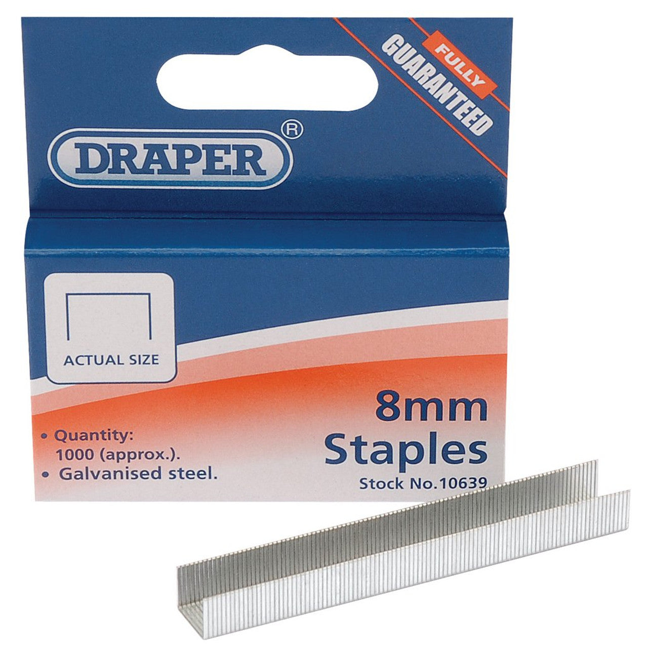 Draper 10639 Steel Staples, 8 x 10mm (Pack of 1000)