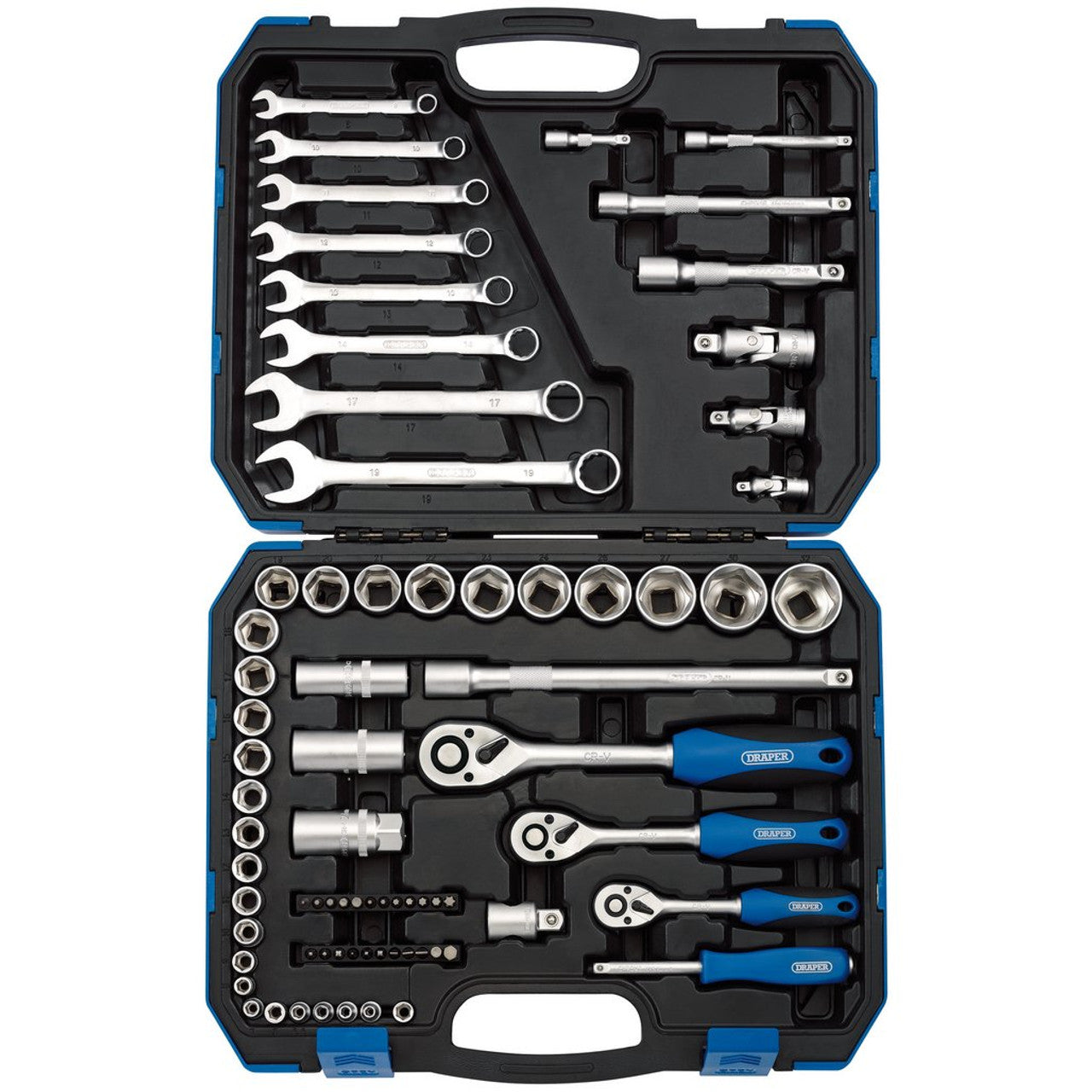 Draper 16364 1/4", 3/8" and 1/2" Sq. Dr. Metric Tool Kit (75 Piece)