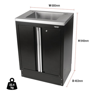 Draper 31034 Bunker Modular 2 Door Floor Cabinet with Sink, 680mm