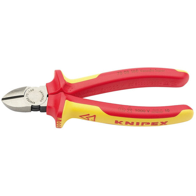 Knipex VDE Fully Insulated Electricians Diagonal Side Cutters, 160mm