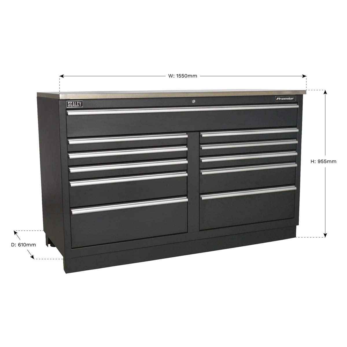 Sealey APMSSTEEL Complete Modular Workshop Storage Combination - Stainless Steel Worktop