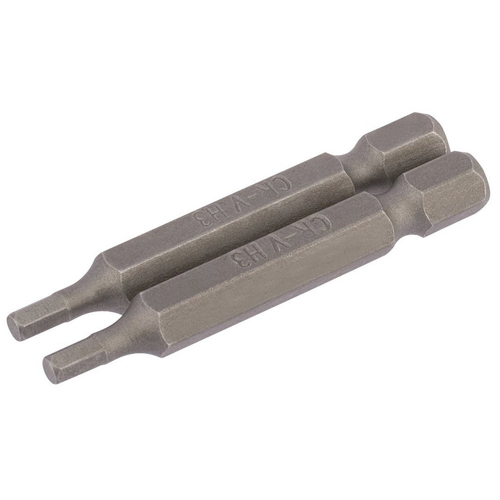 Draper 64253 Hexagonal Insert Bit, 3mm, 1/4" Hex, 50mm Long (Pack of 2)