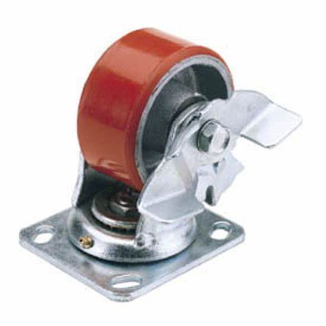 Draper 65524 Swivel Plate Fixing Heavy Duty Polyurethane Wheel with Brake, 100mm Dia, S.W.L. 250kg