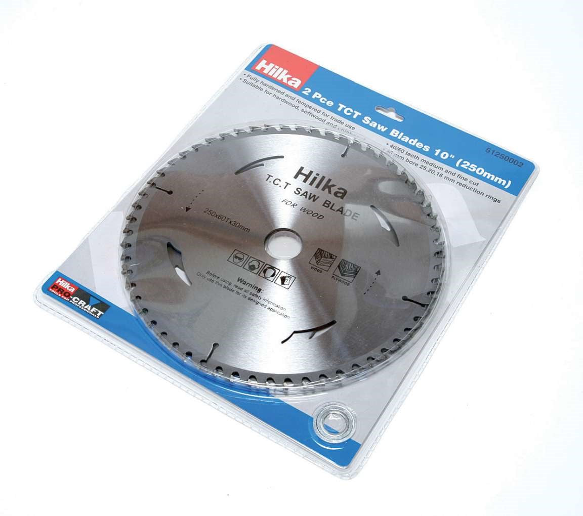 Hilka 2 Piece TCT Saw Blades 10" 250mm Pro Craft